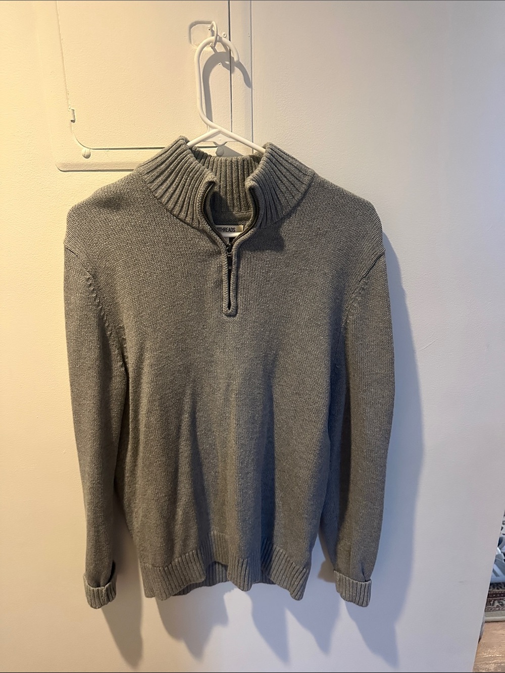 Goodthreads Gray Half-Zip Ribbed Collar Sweater